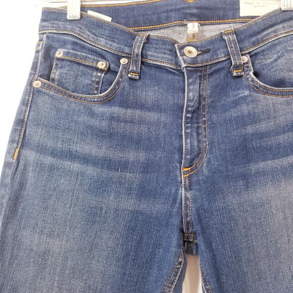 Rag & Bone Women size 27 Ankle Skinny Jeans Frayed Hem Blue Denim - Picture 2 of 13